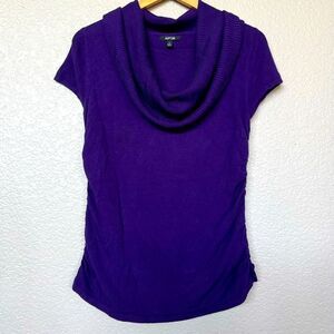 Apt. 9 Purple Draped Cowl Neck Fitted Knit Sweater Top S